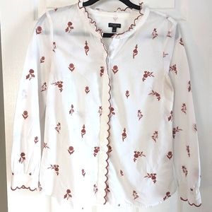 Talbots small cotton embroidered blouse